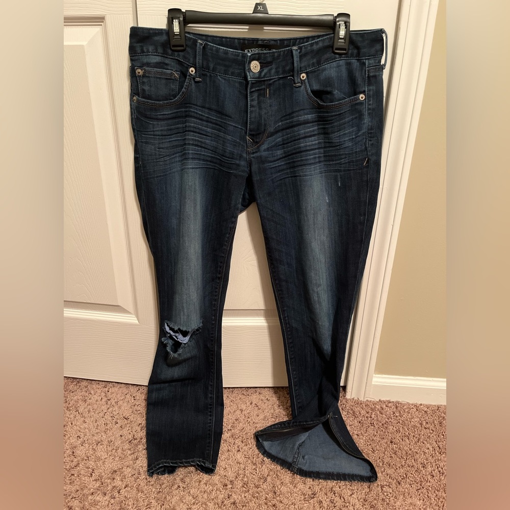 Express Ankle Legging Stella Low Rise Distress Denim Jeans